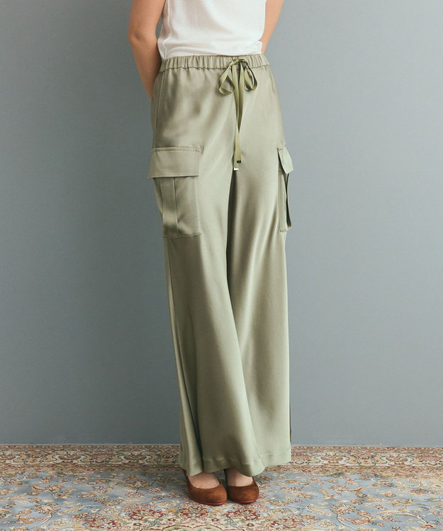 GRACE CONTINENTAL ダブルサテンイージーパンツ カーキ