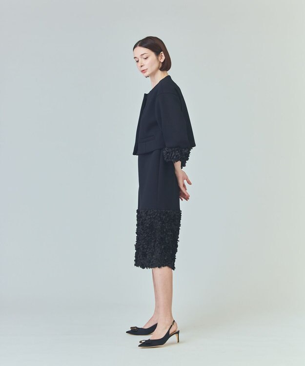 GRACE CONTINENTAL フラワーチュール切替ジャケット ブラック