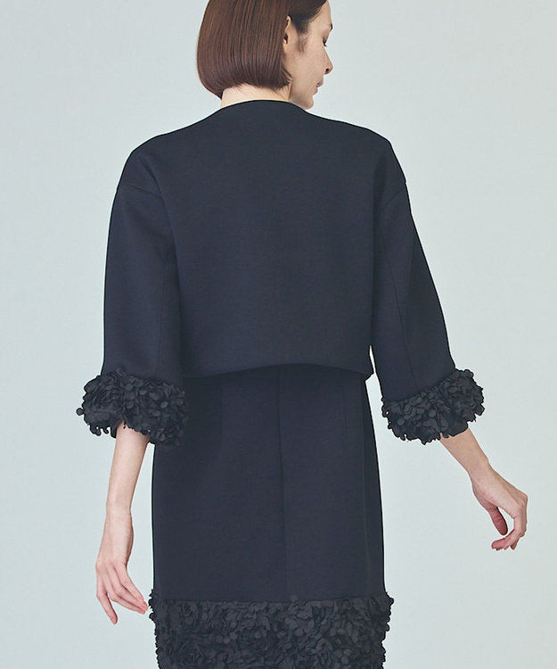 GRACE CONTINENTAL フラワーチュール切替ジャケット ブラック