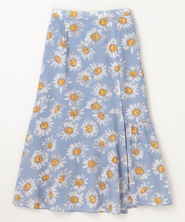 GRACE CONTINENTAL マーガレットフラワープリントスカート ブルー