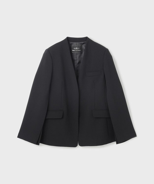 GRACE CONTINENTAL ダブルクロスノーカラージャケット ブラック