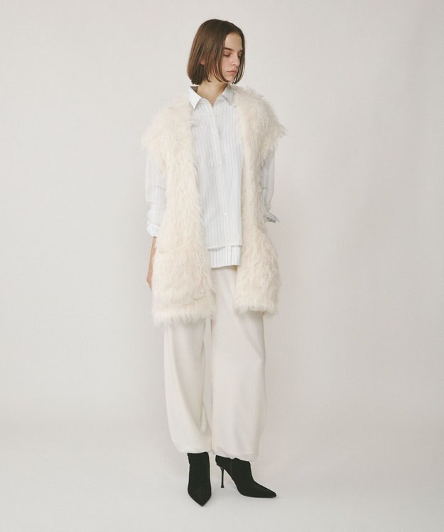 GRACE CONTINENTAL 起毛ニットベスト ホワイト