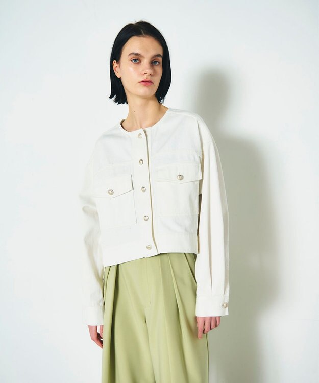 GRACE CONTINENTAL メタル釦デニムジャケット ホワイト