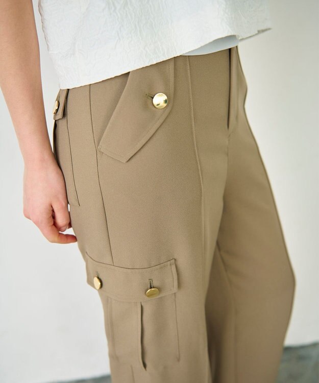 GRACE CONTINENTAL バックサテンカーゴパンツ カーキ