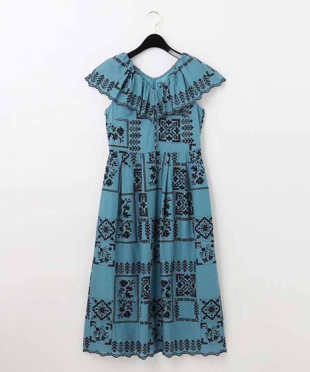 新品 23SS グレースコンチネンタル ケープカラー刺繍ワンピース タイル ケープカラー刺繍ワンピース / GRACE CONTINENTAL | GRACE