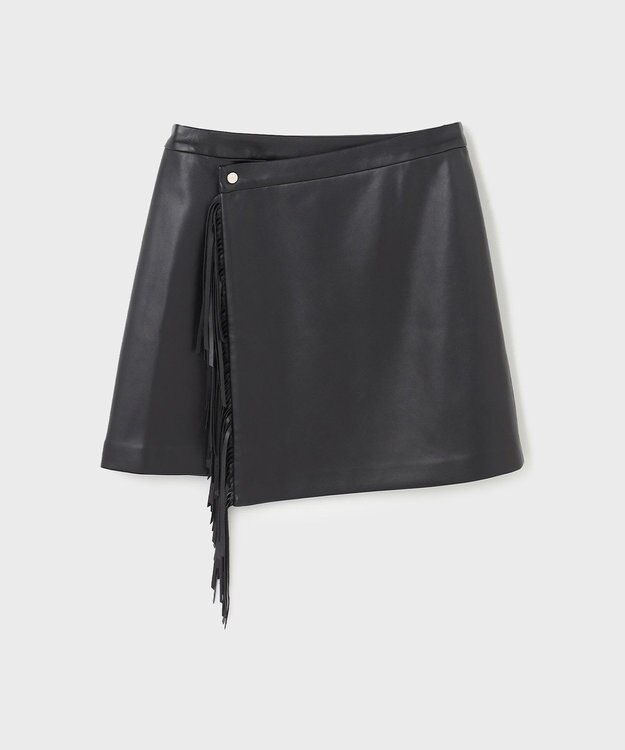 GRACE CONTINENTAL フリンジミニスカート ブラック