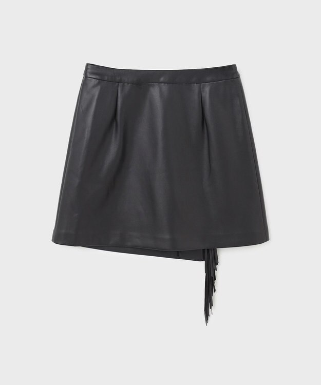 GRACE CONTINENTAL フリンジミニスカート ブラック