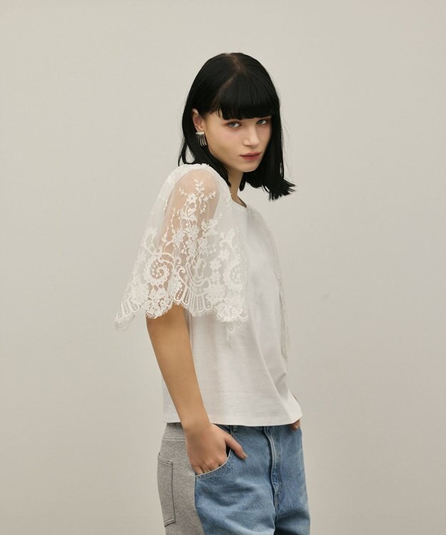 GRACE CONTINENTAL レースフレアカットトップ ホワイト
