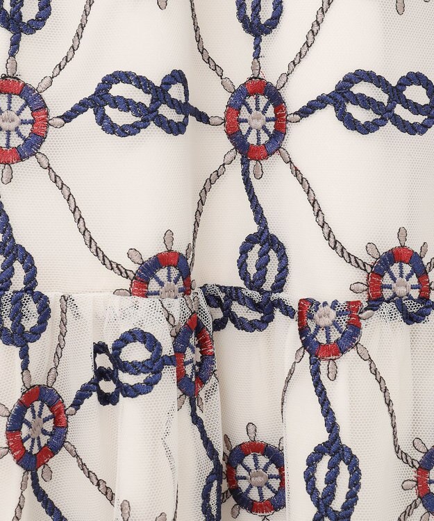 GRACE CONTINENTAL マリン刺繍チュールワンピース ホワイト
