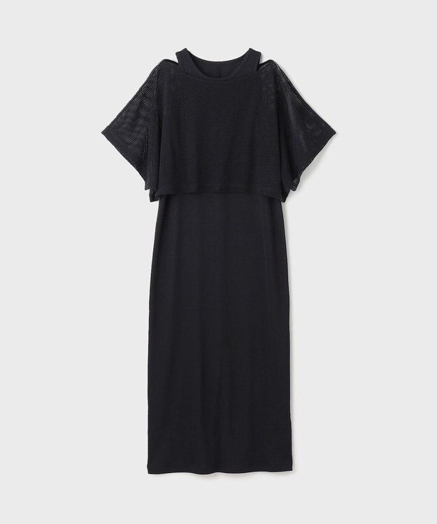 GRACE CONTINENTAL メッシュレイヤードワンピース ブラック