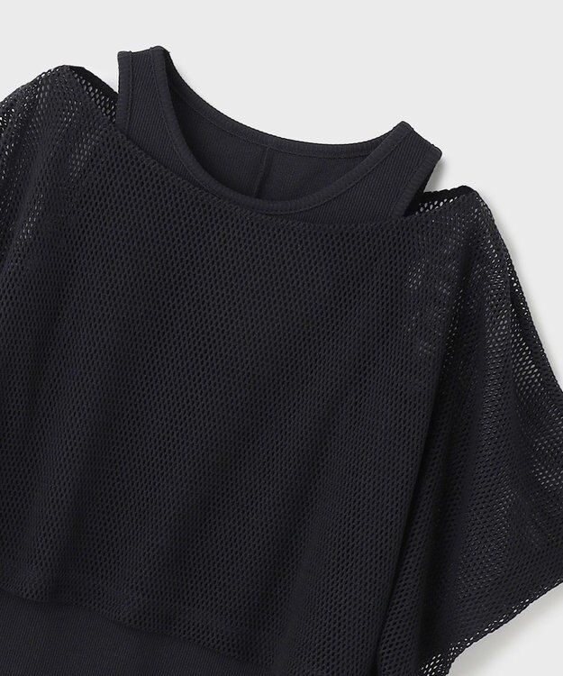 GRACE CONTINENTAL メッシュレイヤードワンピース ブラック