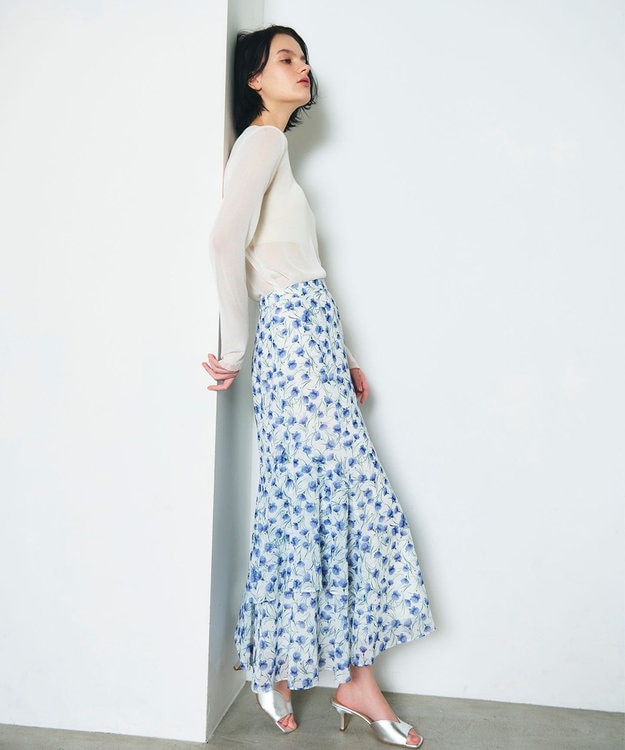 GRACE CONTINENTAL スモールフラワーマーメイドスカート キナリ