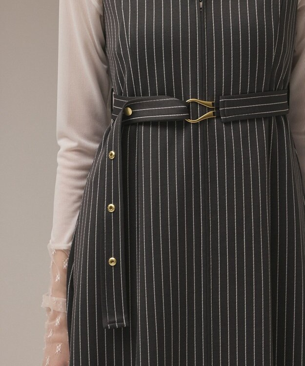 GRACE CONTINENTAL ストライプジャージワンピース グレー