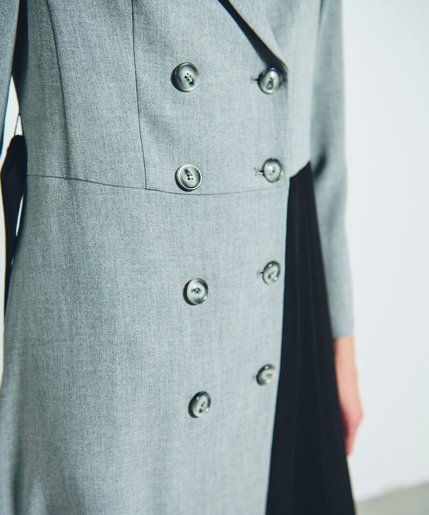 GRACE CONTINENTAL ウールタッチバイカラードレス グレー