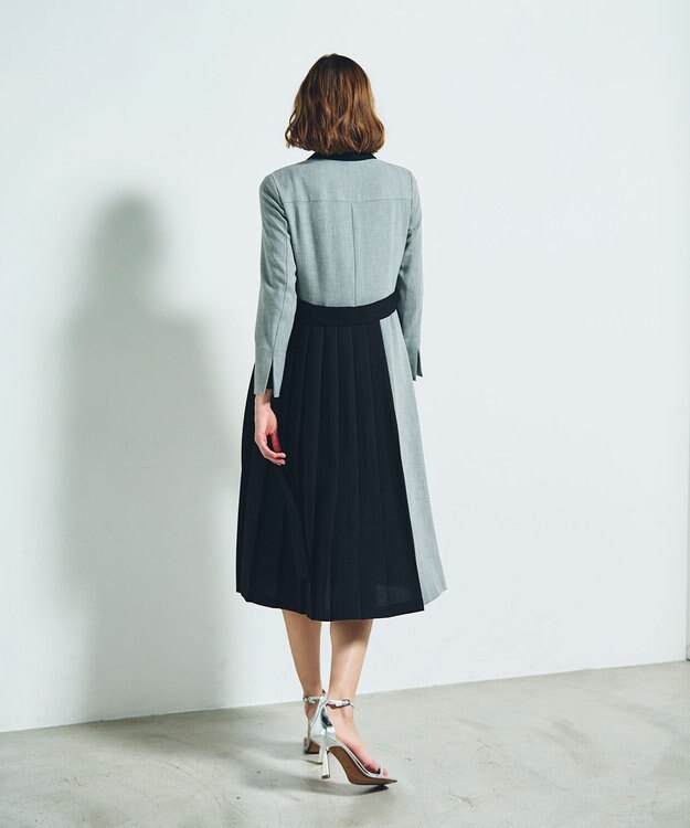 GRACE CONTINENTAL ウールタッチバイカラードレス グレー