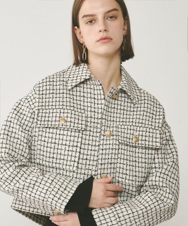 GRACE CONTINENTAL チェックツイードブルゾン キナリ