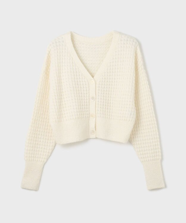 GRACE CONTINENTAL ワッフルショートニットカーディガン ホワイト