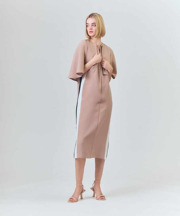 GRACE CONTINENTAL ケープレイヤードドレス ベージュ