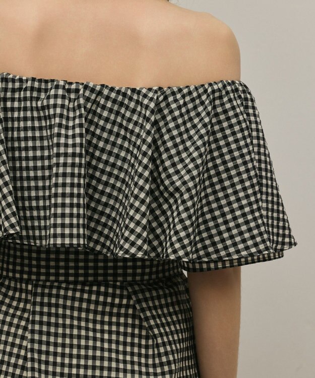 GRACE CONTINENTAL チェックケープブラウス ベージュ