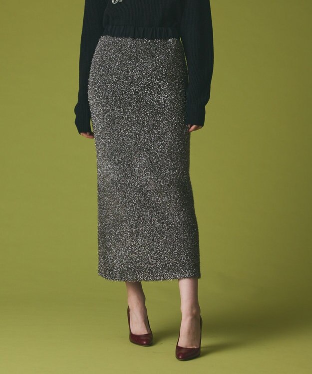 GRACE CONTINENTAL フェザーヤーンシャイニースカート シルバー