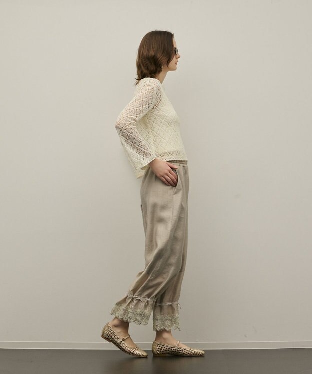 GRACE CONTINENTAL ドロストクロップドパンツ カーキ