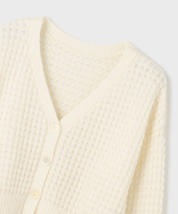 GRACE CONTINENTAL ワッフルショートニットカーディガン ホワイト