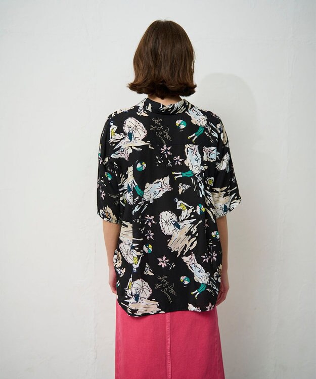 GRACE CONTINENTAL リゾートプリントシャツ ブラック