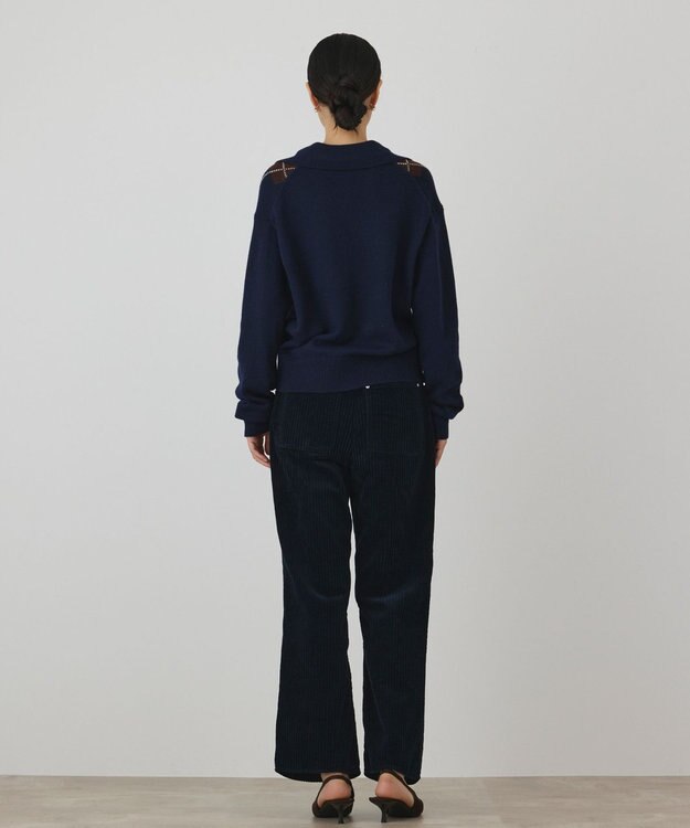 GRACE CONTINENTAL アーガイルニットカーディガン ネイビー