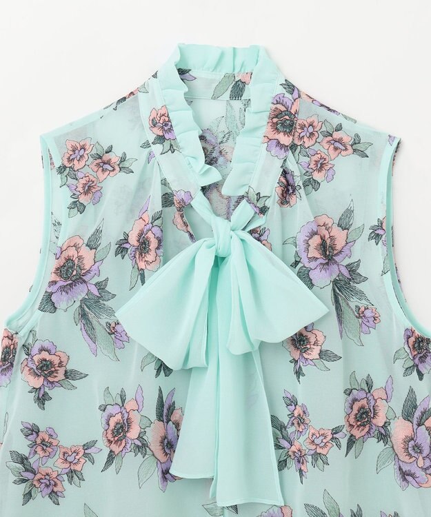 GRACE CONTINENTAL エスニックフラワー刺繍トップ ライトグリーン