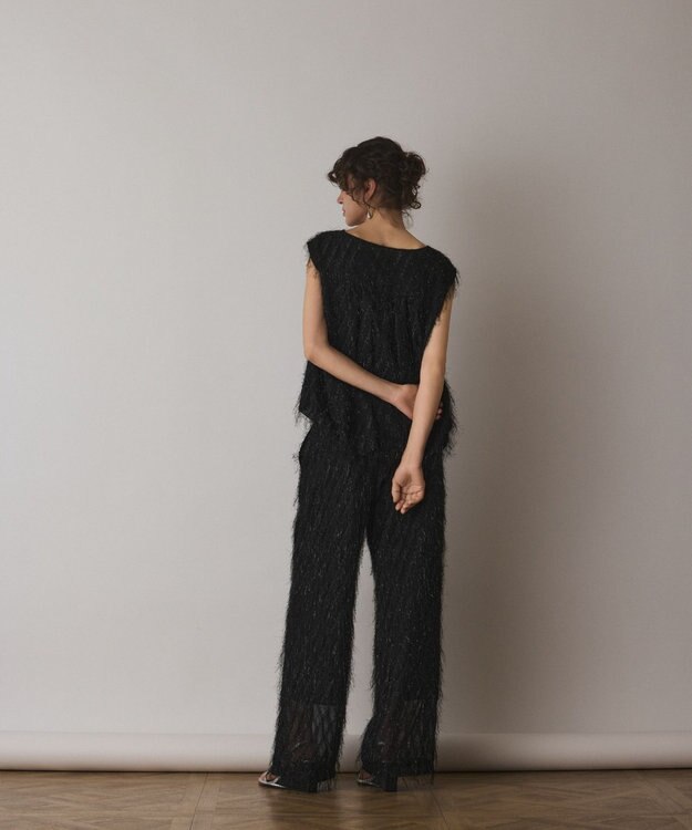 GRACE CONTINENTAL フリンジワンタックパンツ ブラック