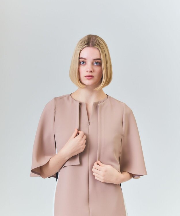 GRACE CONTINENTAL ケープレイヤードドレス ベージュ