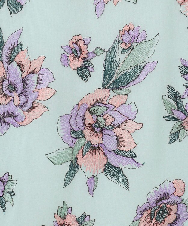 GRACE CONTINENTAL エスニックフラワー刺繍トップ ライトグリーン