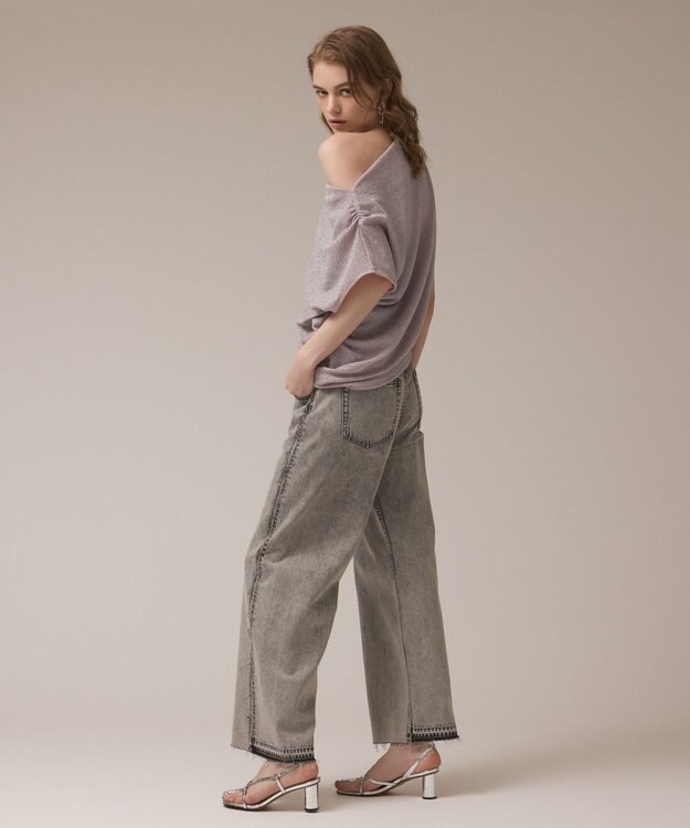 GRACE CONTINENTAL ラメドレープカットトップ ピンク