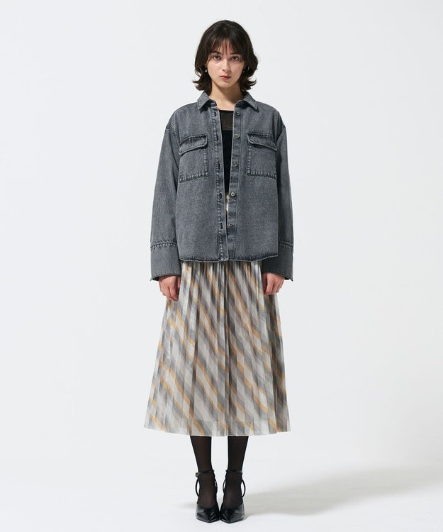 GRACE CONTINENTAL ラメラインプリーツスカート イエロー