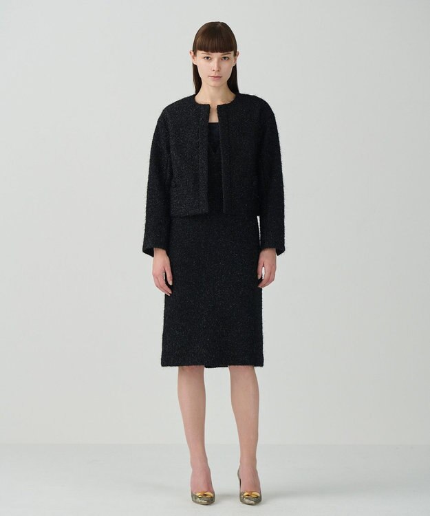 GRACE CONTINENTAL ラメシャイニーコクーンジャケット ブラック