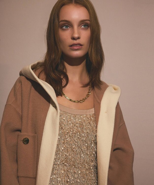 GRACE CONTINENTAL ラインフードリバーコート キャメル