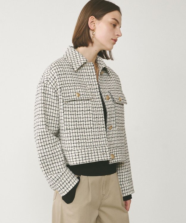 GRACE CONTINENTAL チェックツイードブルゾン キナリ