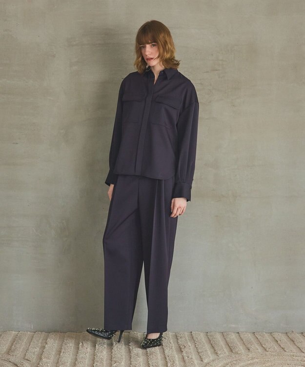 GRACE CONTINENTAL トリアセカルゼシャツ ネイビー