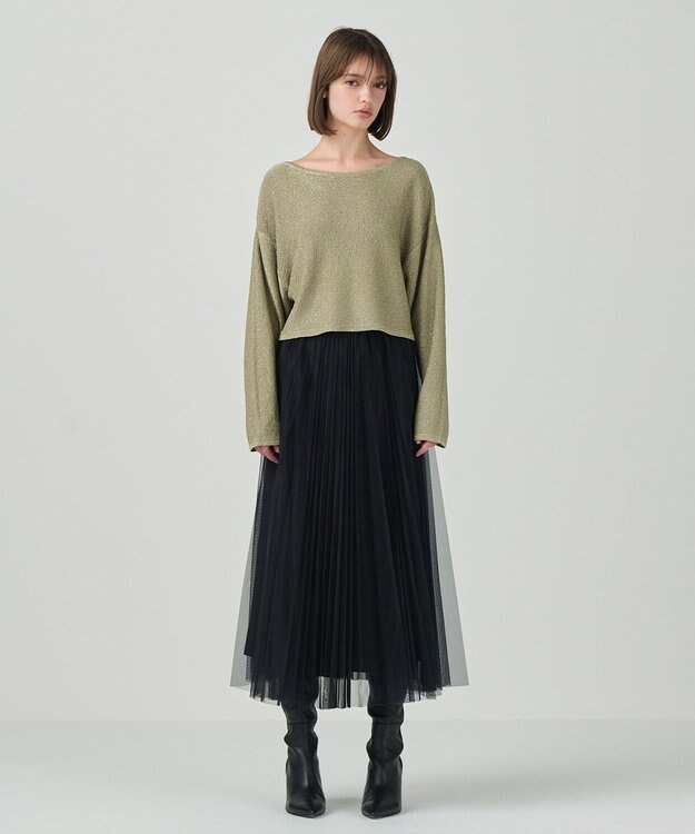 GRACE CONTINENTAL - グレースコンチネンタル 23AW ハートスパン裏毛トップ 長袖 36 黒 スパンコールヤーントップ / GRACE CONTINENTAL | GRACE