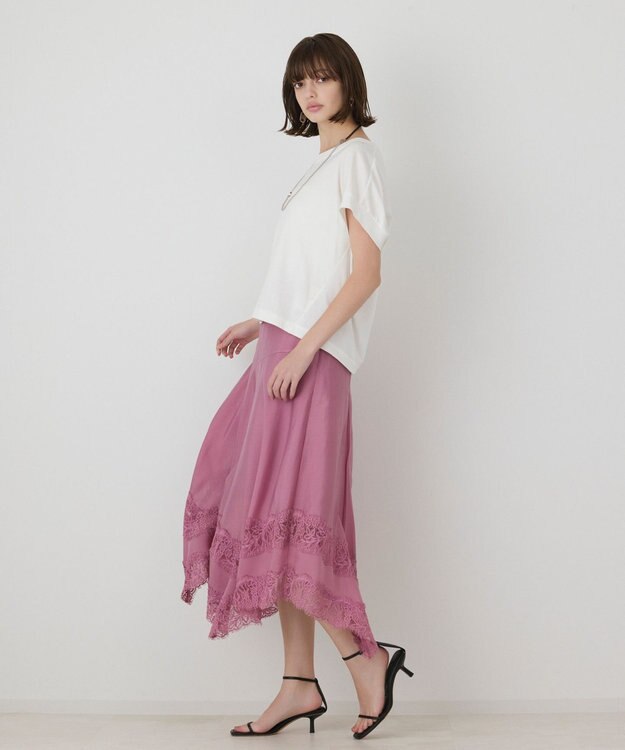 GRACE CONTINENTAL レースヘムフレアスカート ピンク