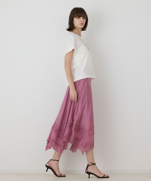 GRACE CONTINENTAL レースヘムフレアスカート ピンク