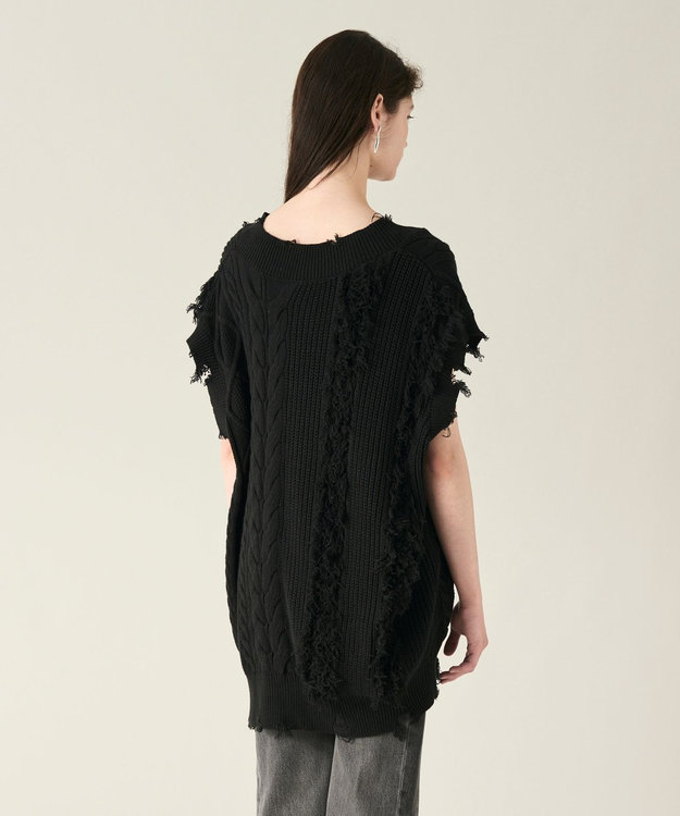 GRACE CONTINENTAL クラッシュニットトップ ブラック