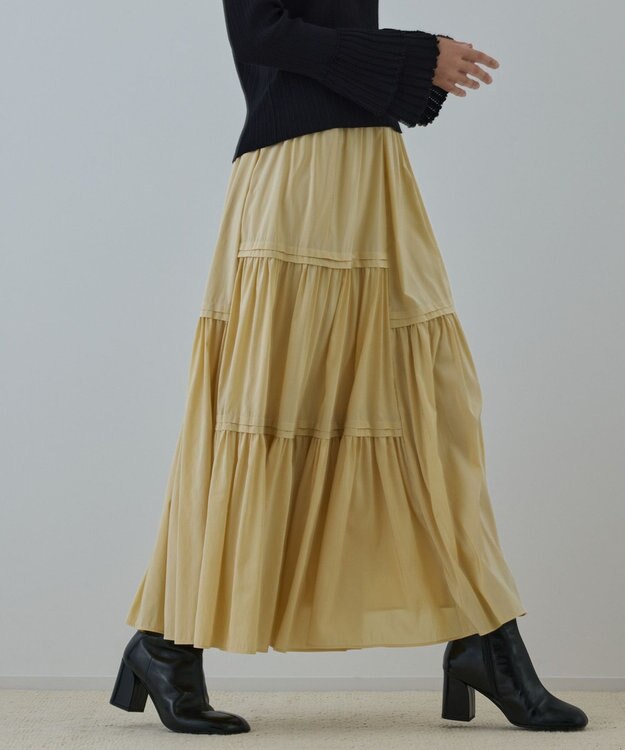 GRACE CONTINENTAL ティアードロングスカート イエロー
