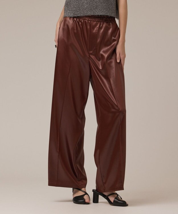 GRACE CONTINENTAL レザーライクパンツ ブラウン