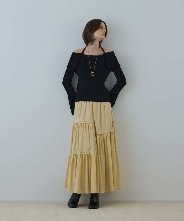 GRACE CONTINENTAL ティアードロングスカート イエロー