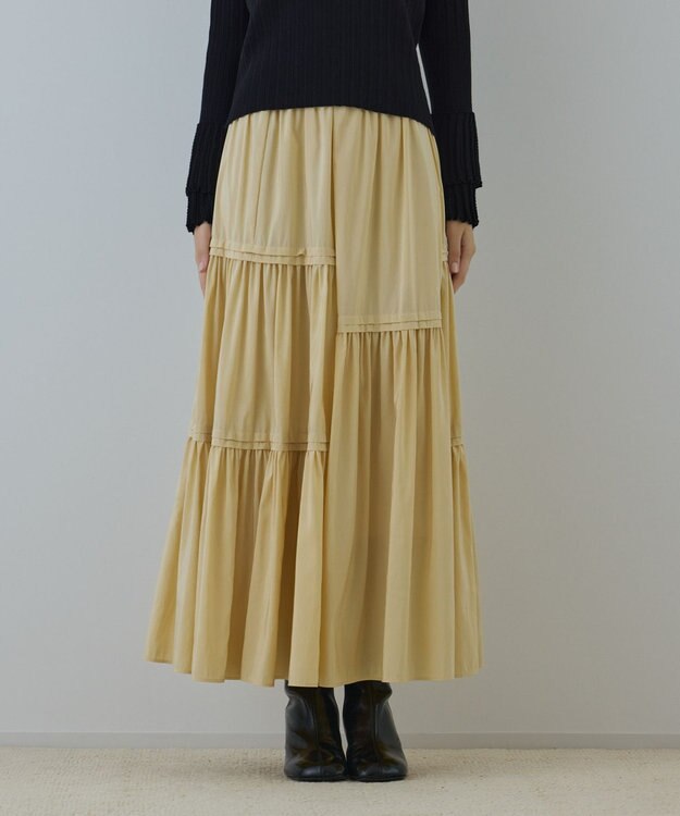 GRACE CONTINENTAL ティアードロングスカート イエロー