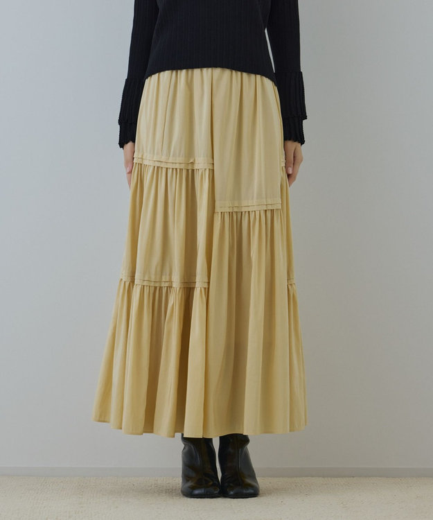 GRACE CONTINENTAL ティアードロングスカート イエロー