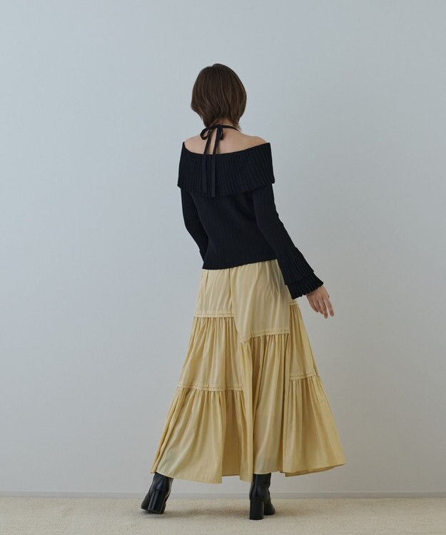 GRACE CONTINENTAL ティアードロングスカート イエロー