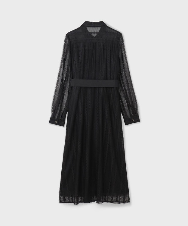 GRACE CONTINENTAL ストライプレースシャツワンピース ブラック