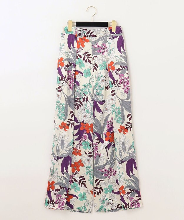 GRACE CONTINENTAL ボタニカルプリントワイドパンツ ベージュ